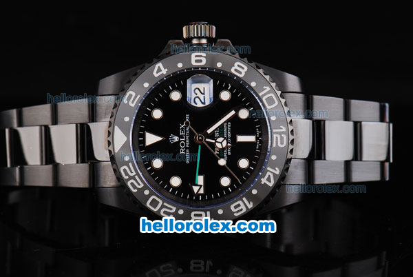 Rolex GMT-Master Pro-Hunter Version Swiss ETA 2836 Automatic Movement PVD Case with Black Dial and Ceramic Bezel-PVD Strap - Click Image to Close
